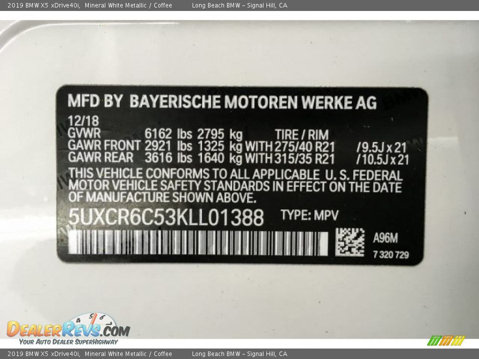 2019 BMW X5 xDrive40i Mineral White Metallic / Coffee Photo #11