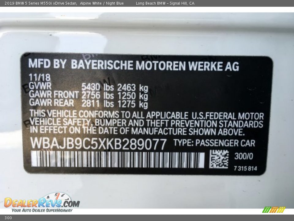 BMW Color Code 300 Alpine White