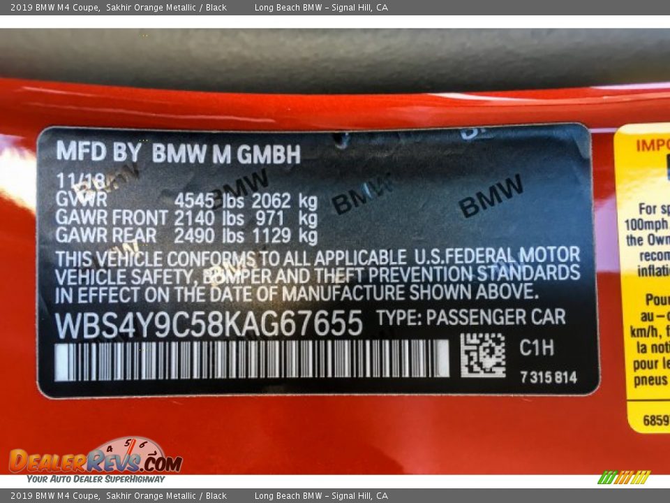 2019 BMW M4 Coupe Sakhir Orange Metallic / Black Photo #11