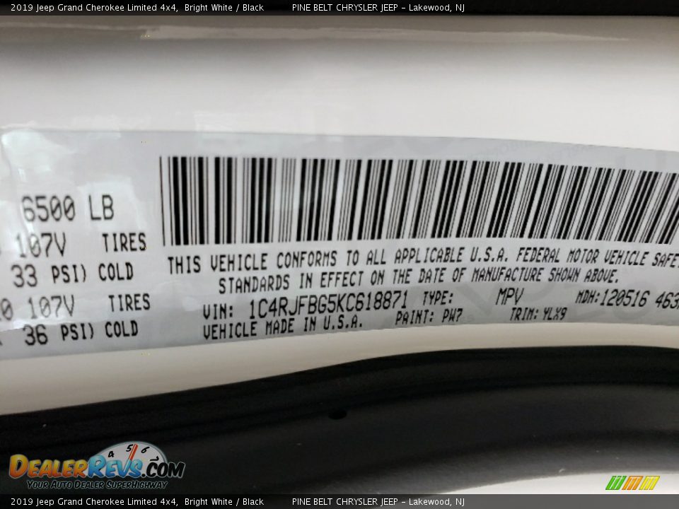 2019 Jeep Grand Cherokee Limited 4x4 Bright White / Black Photo #9