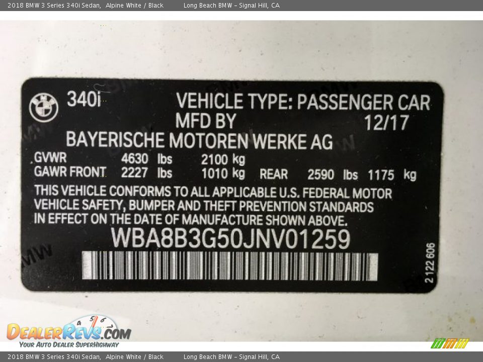 2018 BMW 3 Series 340i Sedan Alpine White / Black Photo #11