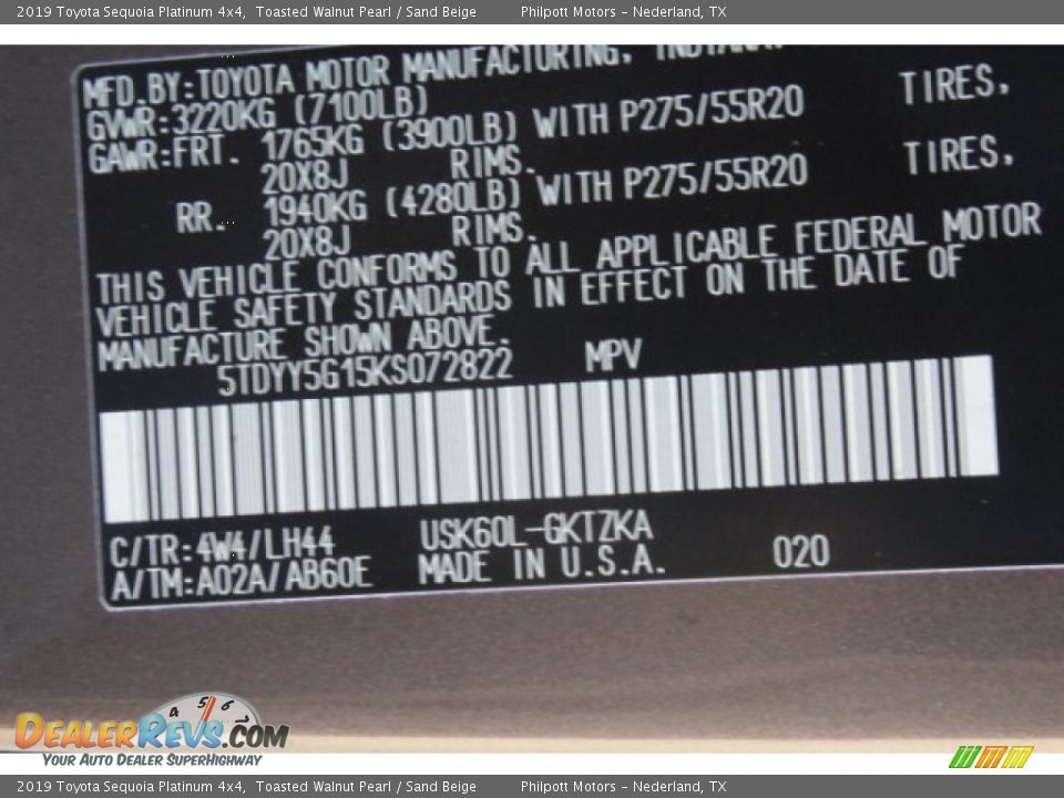 2019 Toyota Sequoia Platinum 4x4 Toasted Walnut Pearl / Sand Beige Photo #25