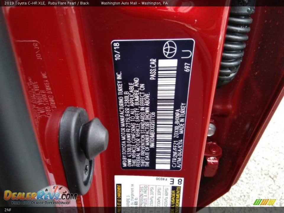 Toyota Color Code 2NF Ruby Flare Pearl