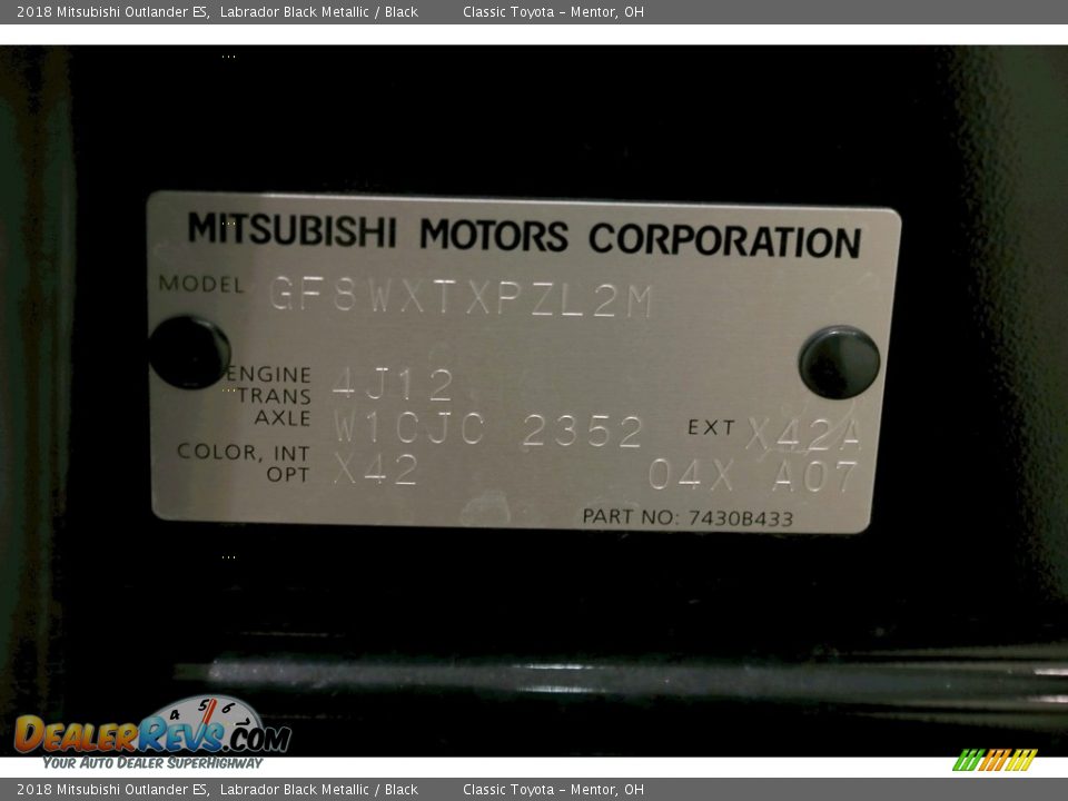 2018 Mitsubishi Outlander ES Labrador Black Metallic / Black Photo #20