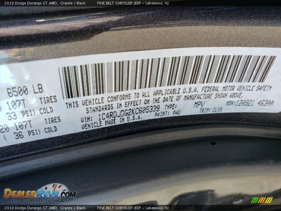 2019 Dodge Durango GT AWD Granite / Black Photo #8