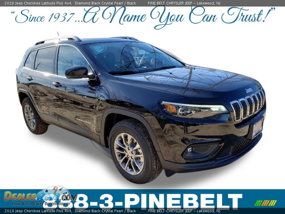 2019 Jeep Cherokee Latitude Plus 4x4 Diamond Black Crystal Pearl / Black Photo #1