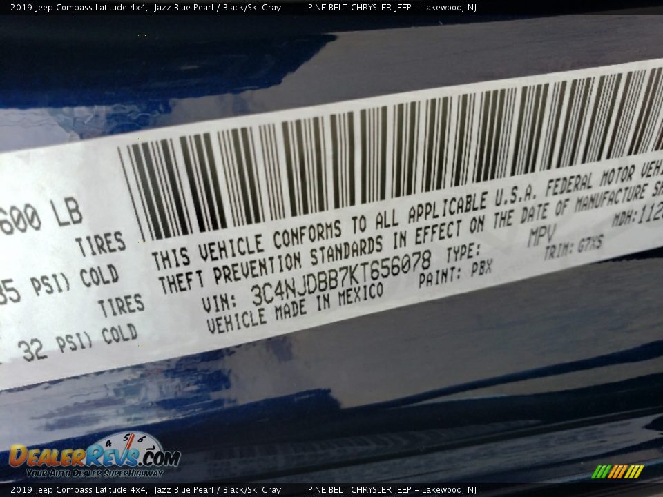 2019 Jeep Compass Latitude 4x4 Jazz Blue Pearl / Black/Ski Gray Photo #9