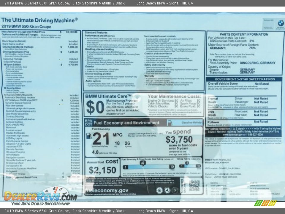 2019 BMW 6 Series 650i Gran Coupe Black Sapphire Metallic / Black Photo #10