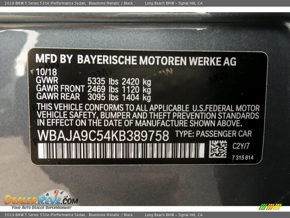 2019 BMW 5 Series 530e iPerformance Sedan Bluestone Metallic / Black Photo #11