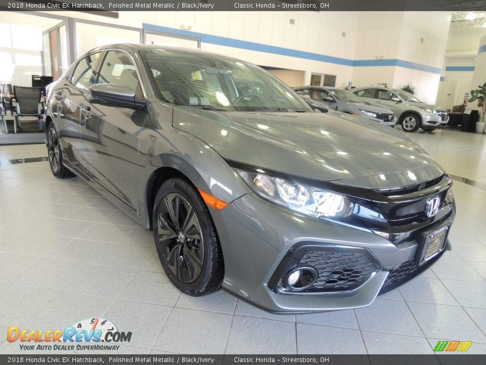 2018 Honda Civic EX Hatchback Polished Metal Metallic / Black/Ivory Photo #3