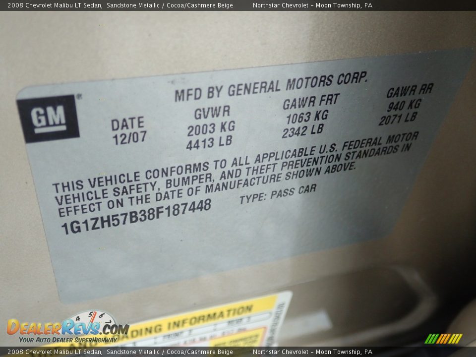 2008 Chevrolet Malibu LT Sedan Sandstone Metallic / Cocoa/Cashmere Beige Photo #14