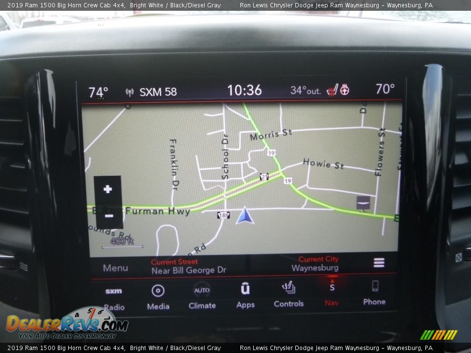 2019 Ram 1500 Big Horn Crew Cab 4x4 Bright White / Black/Diesel Gray Photo #17