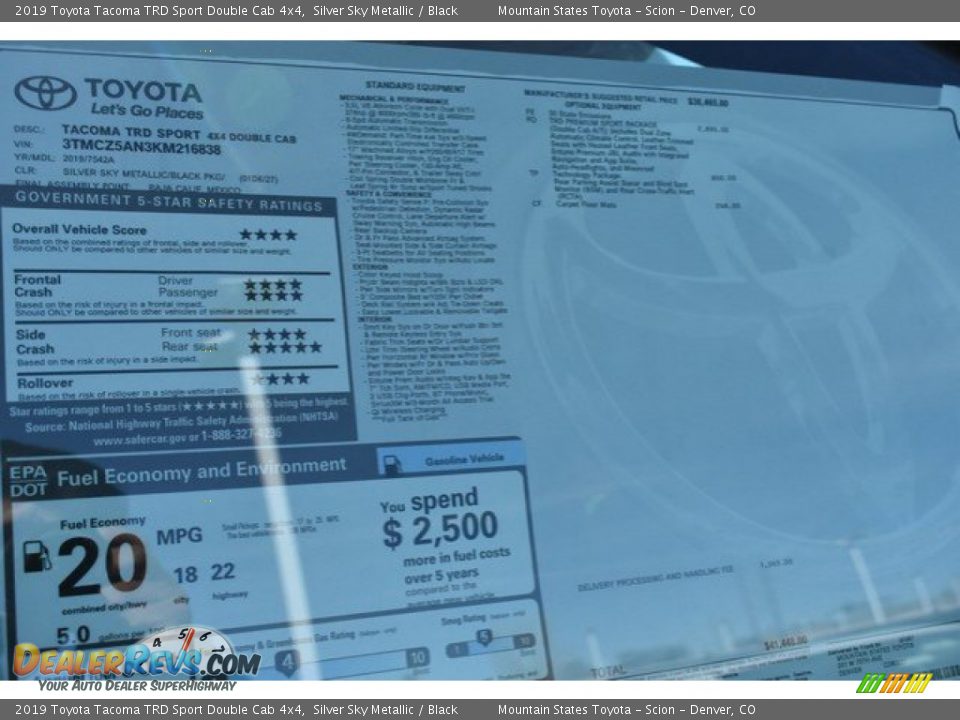 2019 Toyota Tacoma TRD Sport Double Cab 4x4 Silver Sky Metallic / Black Photo #36