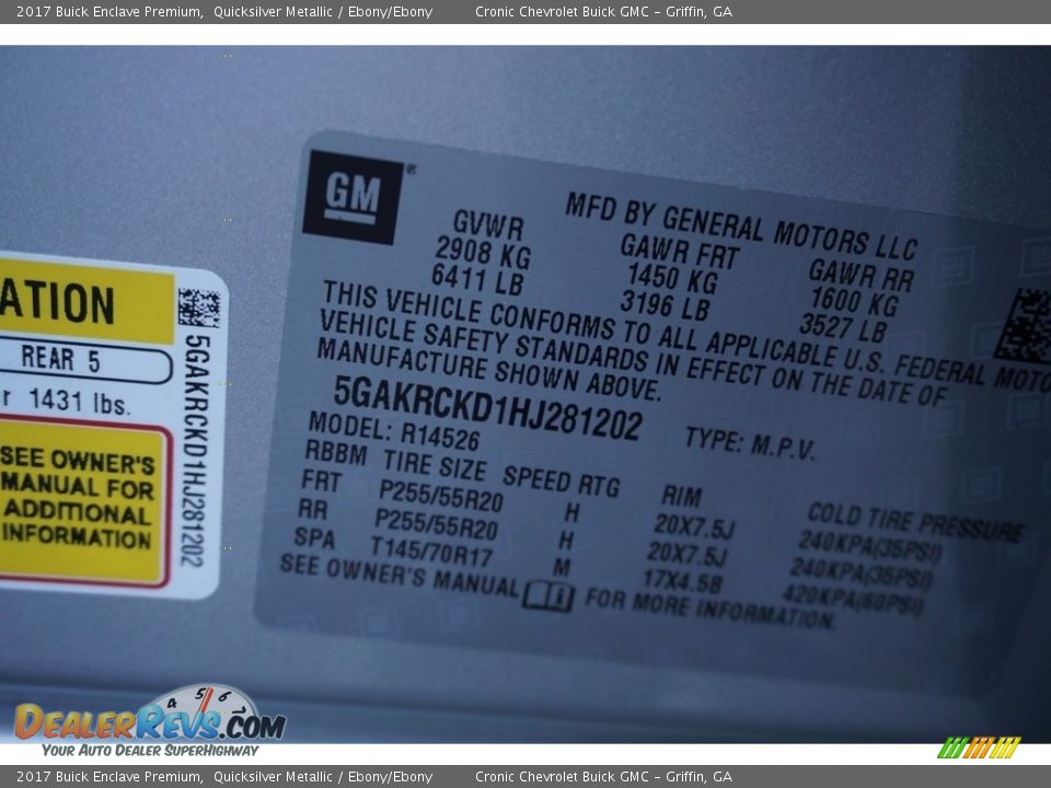 2017 Buick Enclave Premium Quicksilver Metallic / Ebony/Ebony Photo #18