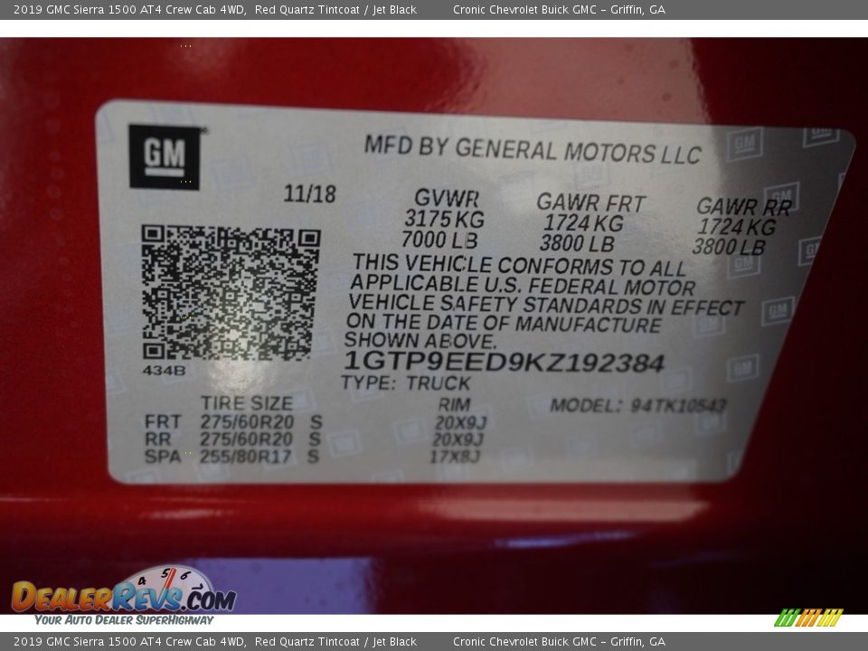 2019 GMC Sierra 1500 AT4 Crew Cab 4WD Red Quartz Tintcoat / Jet Black Photo #15