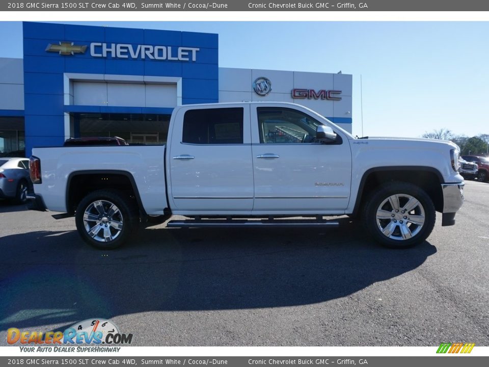 2018 GMC Sierra 1500 SLT Crew Cab 4WD Summit White / Cocoa/­Dune Photo #11