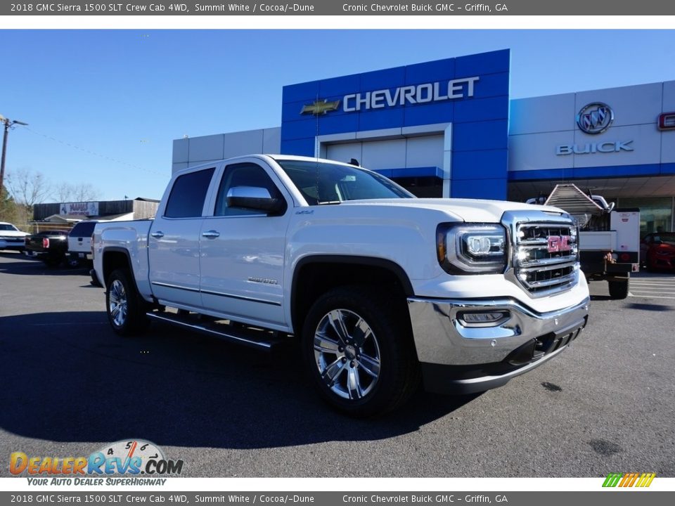 2018 GMC Sierra 1500 SLT Crew Cab 4WD Summit White / Cocoa/­Dune Photo #1