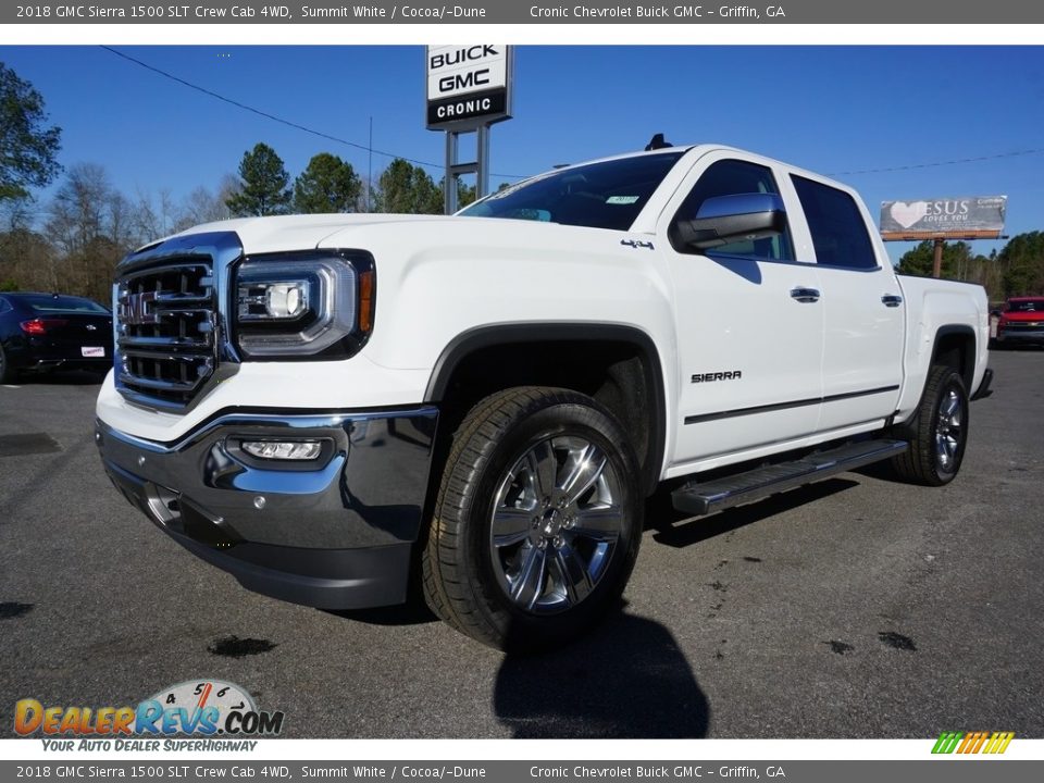 2018 GMC Sierra 1500 SLT Crew Cab 4WD Summit White / Cocoa/­Dune Photo #3