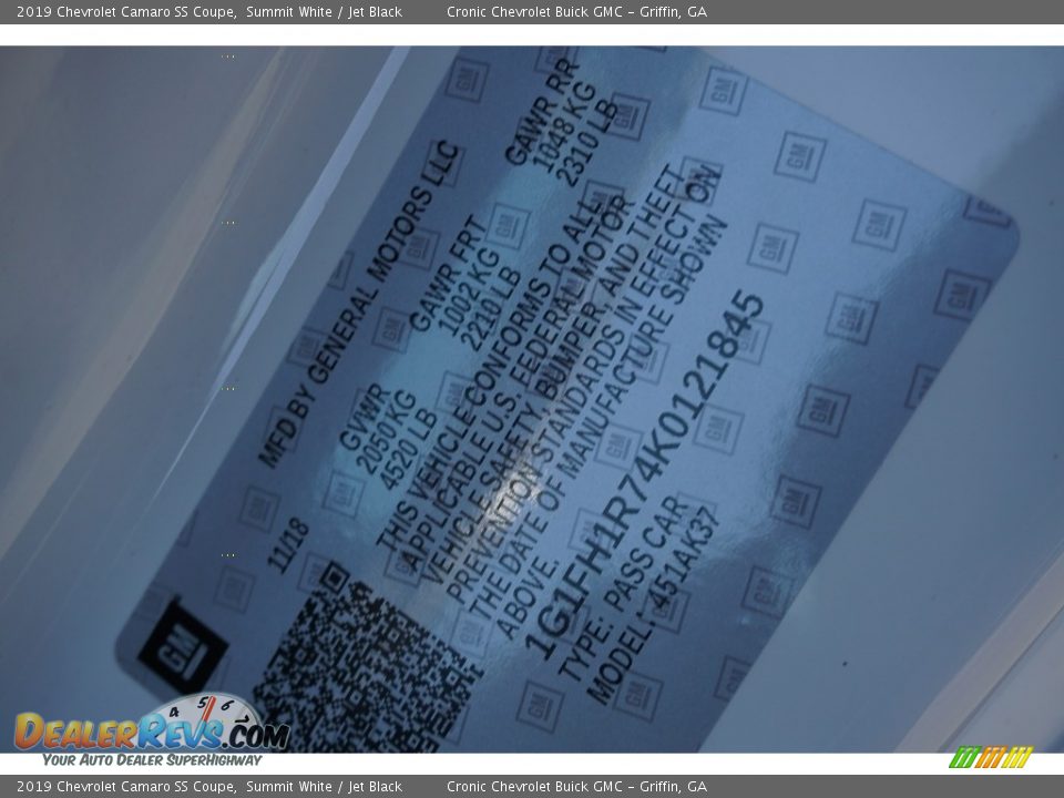 2019 Chevrolet Camaro SS Coupe Summit White / Jet Black Photo #15
