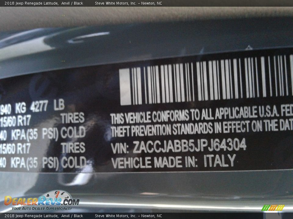 2018 Jeep Renegade Latitude Anvil / Black Photo #30