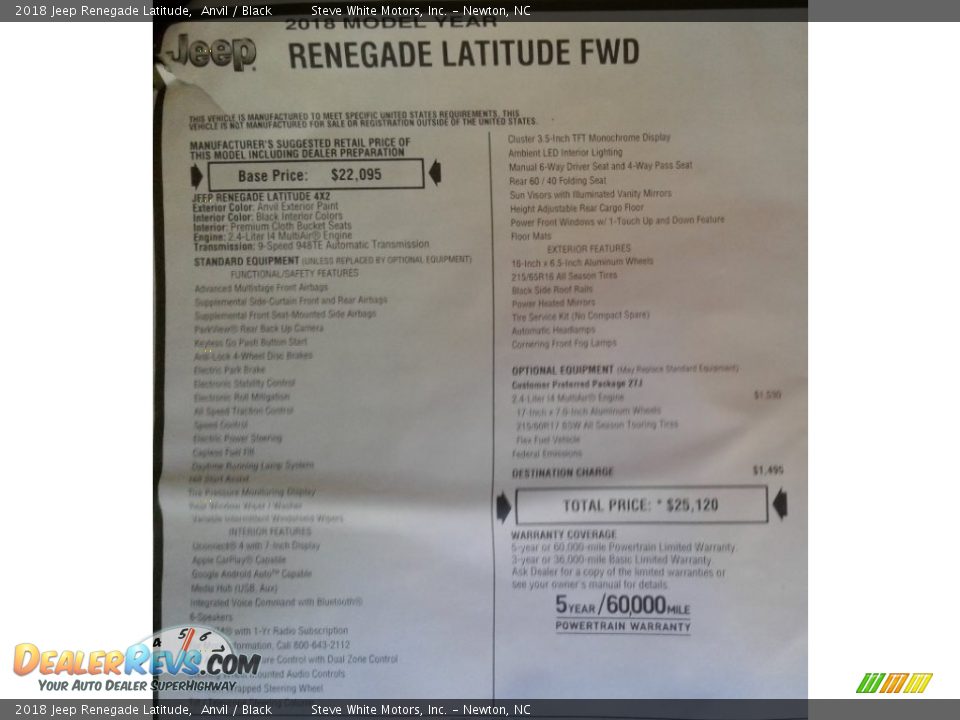 2018 Jeep Renegade Latitude Anvil / Black Photo #31