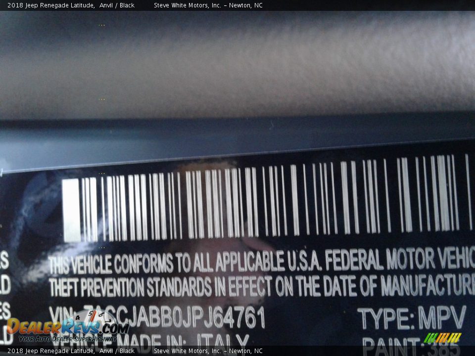 2018 Jeep Renegade Latitude Anvil / Black Photo #30