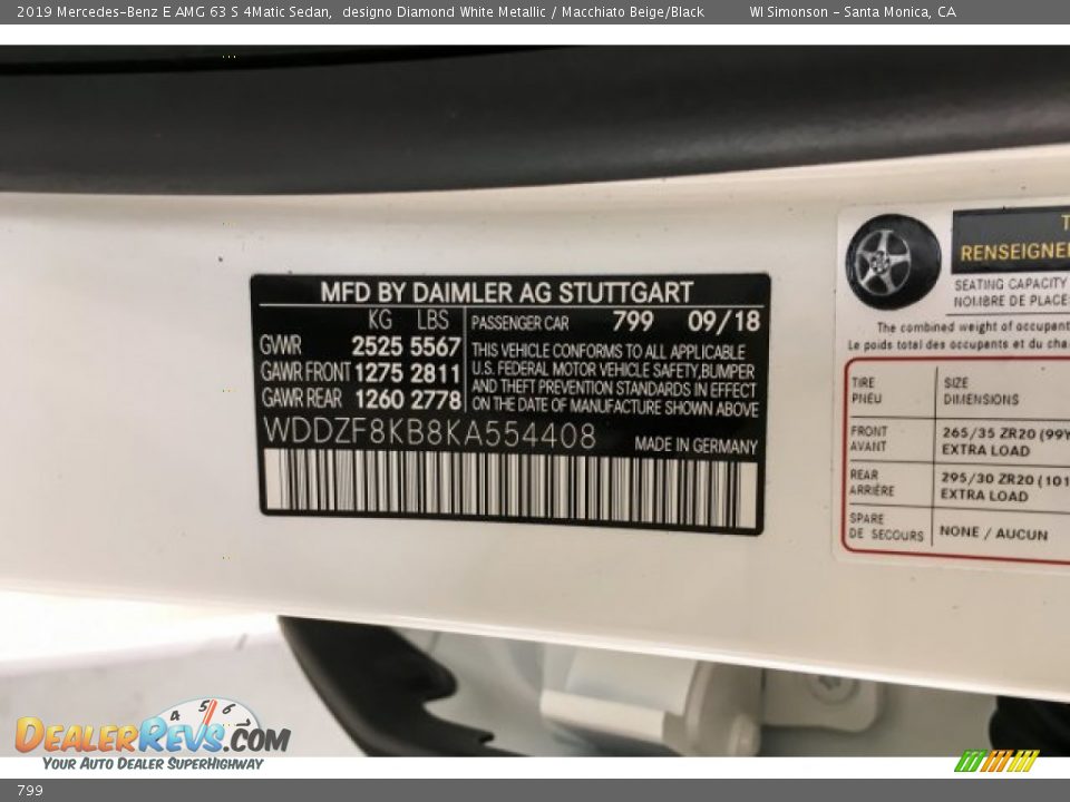 Mercedes-Benz Color Code 799 designo Diamond White Metallic