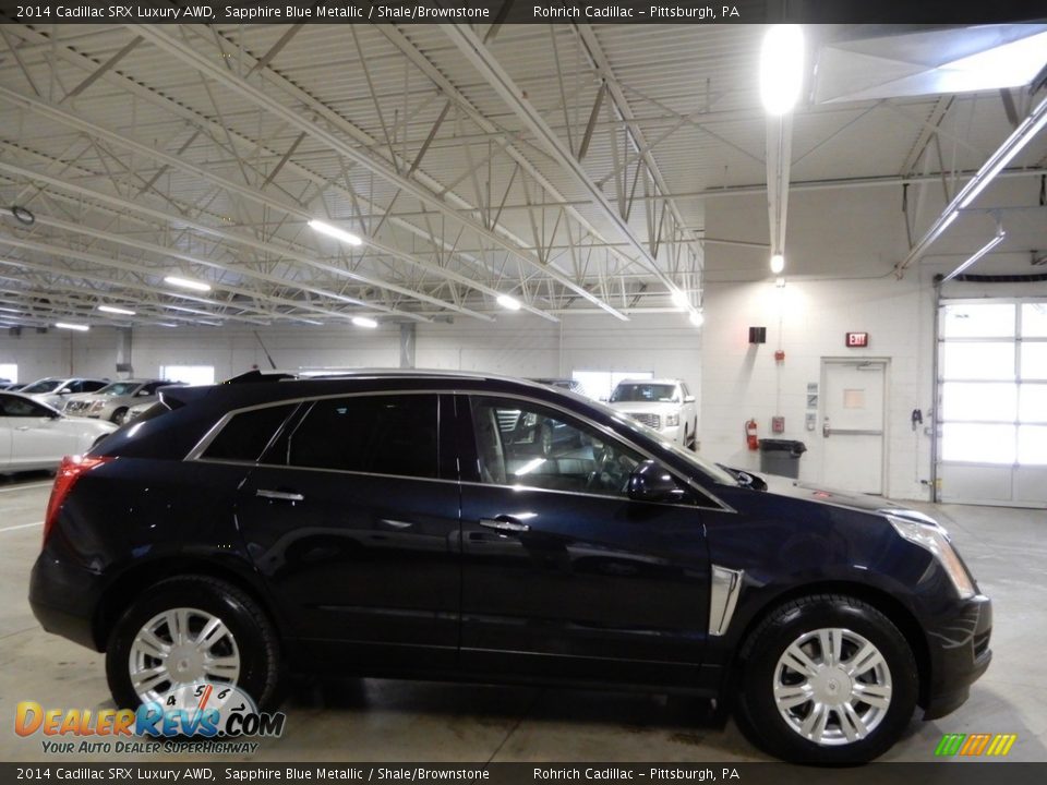 2014 Cadillac SRX Luxury AWD Sapphire Blue Metallic / Shale/Brownstone Photo #6