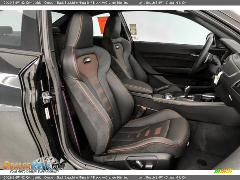 Black w/Orange Stitching Interior - 2019 BMW M2 Competition Coupe Photo #5