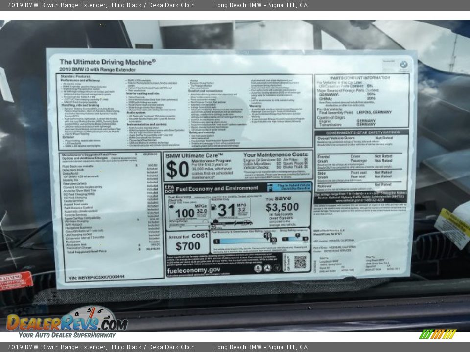 2019 BMW i3 with Range Extender Window Sticker Photo #10