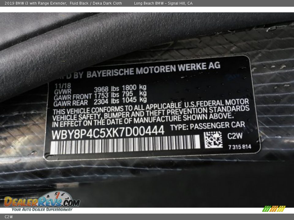 BMW Color Code C2W Fluid Black