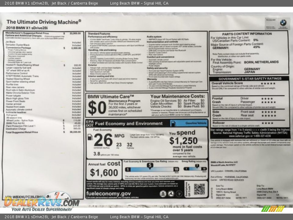 2018 BMW X1 sDrive28i Jet Black / Canberra Beige Photo #10