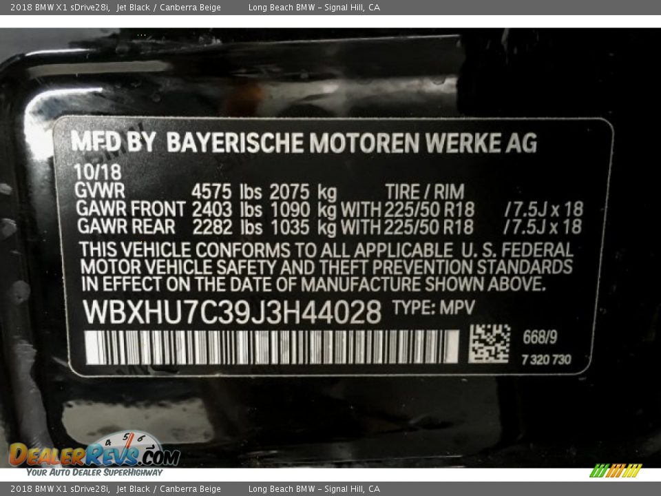 2018 BMW X1 sDrive28i Jet Black / Canberra Beige Photo #11