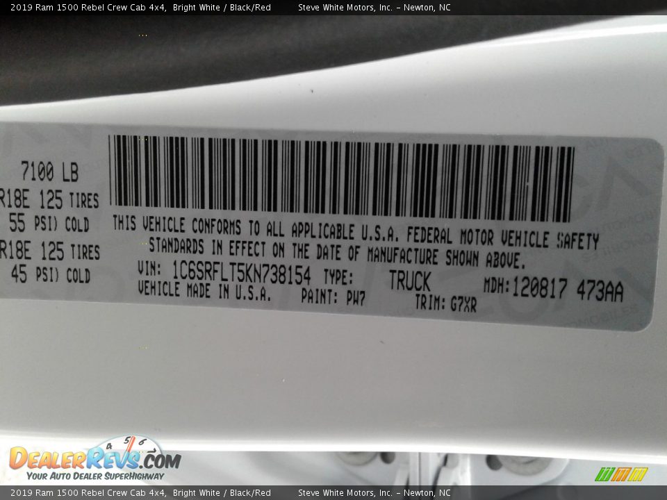 2019 Ram 1500 Rebel Crew Cab 4x4 Bright White / Black/Red Photo #35