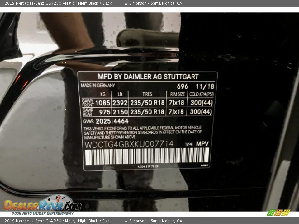 2019 Mercedes-Benz GLA 250 4Matic Night Black / Black Photo #10