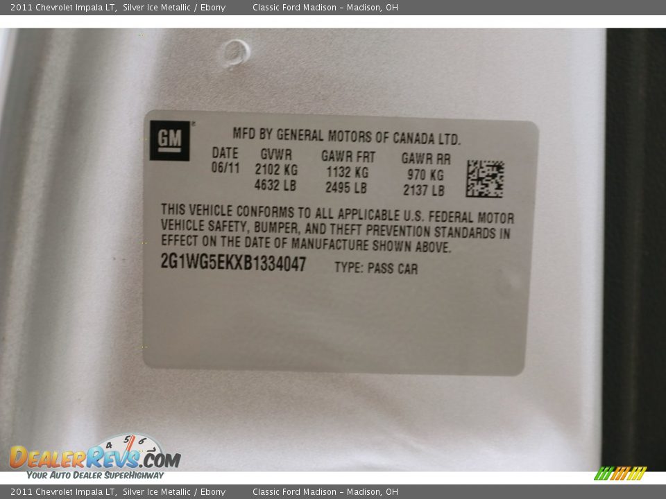 2011 Chevrolet Impala LT Silver Ice Metallic / Ebony Photo #18