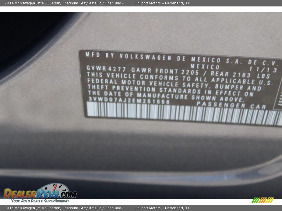 2014 Volkswagen Jetta SE Sedan Platinum Gray Metallic / Titan Black Photo #30