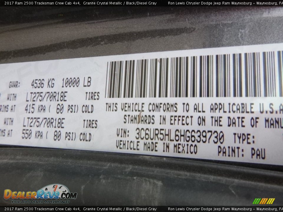 2017 Ram 2500 Tradesman Crew Cab 4x4 Granite Crystal Metallic / Black/Diesel Gray Photo #16