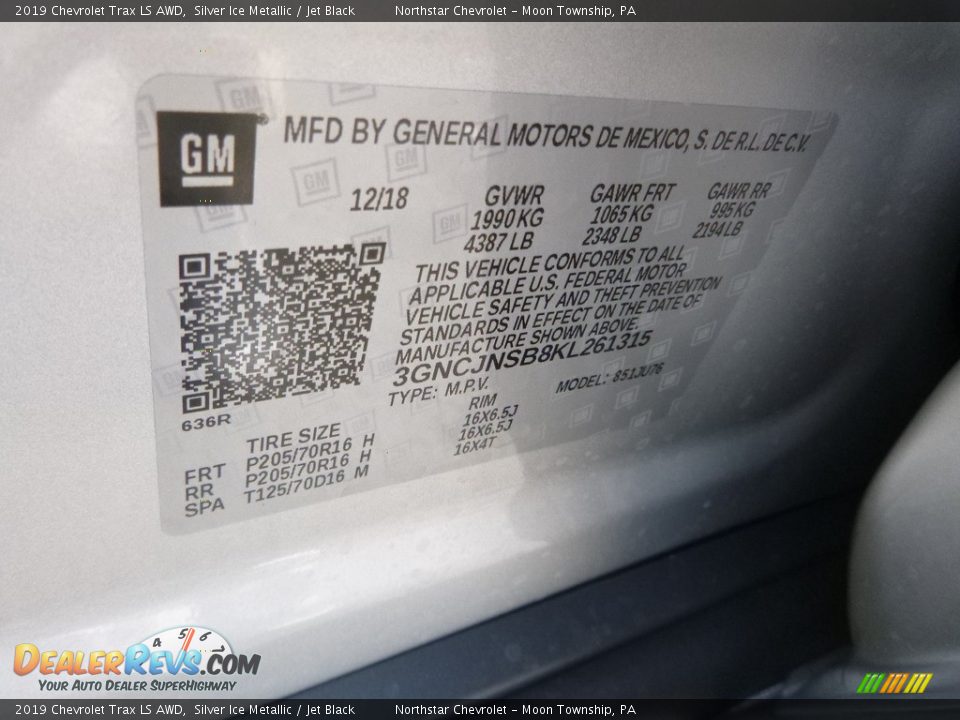 2019 Chevrolet Trax LS AWD Silver Ice Metallic / Jet Black Photo #16