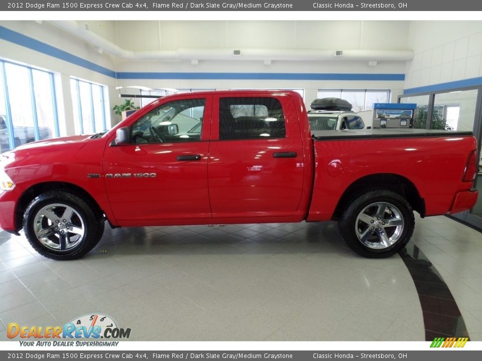 2012 Dodge Ram 1500 Express Crew Cab 4x4 Flame Red / Dark Slate Gray/Medium Graystone Photo #2