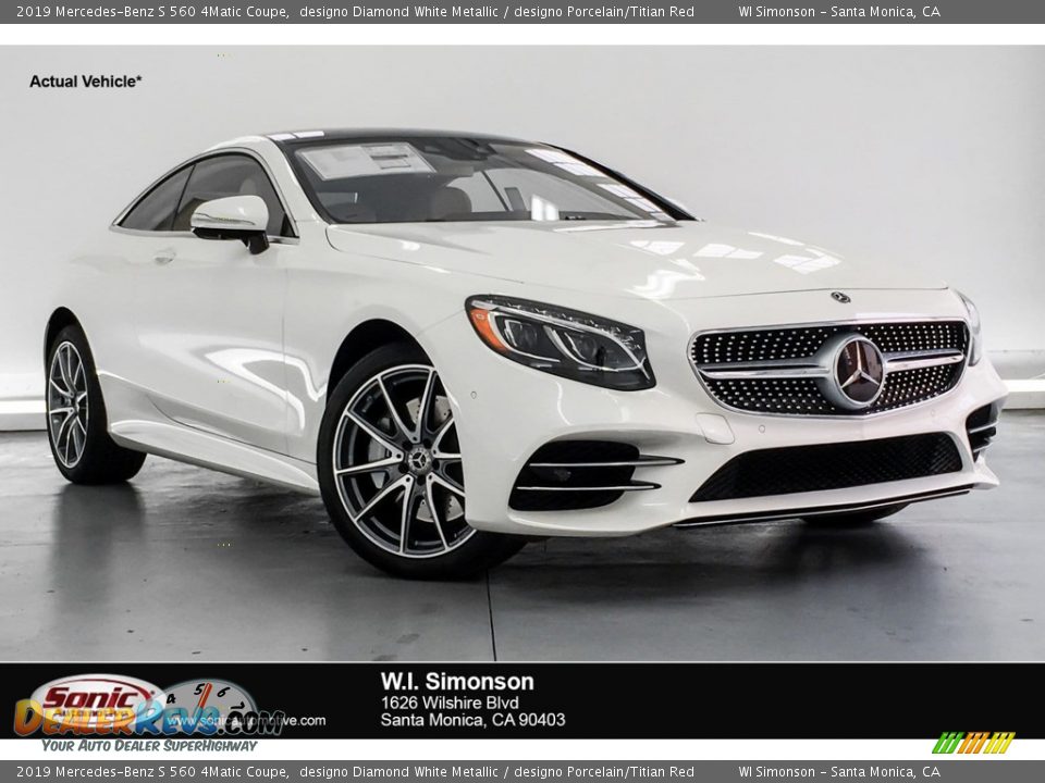 2019 Mercedes-Benz S 560 4Matic Coupe designo Diamond White Metallic / designo Porcelain/Titian Red Photo #1