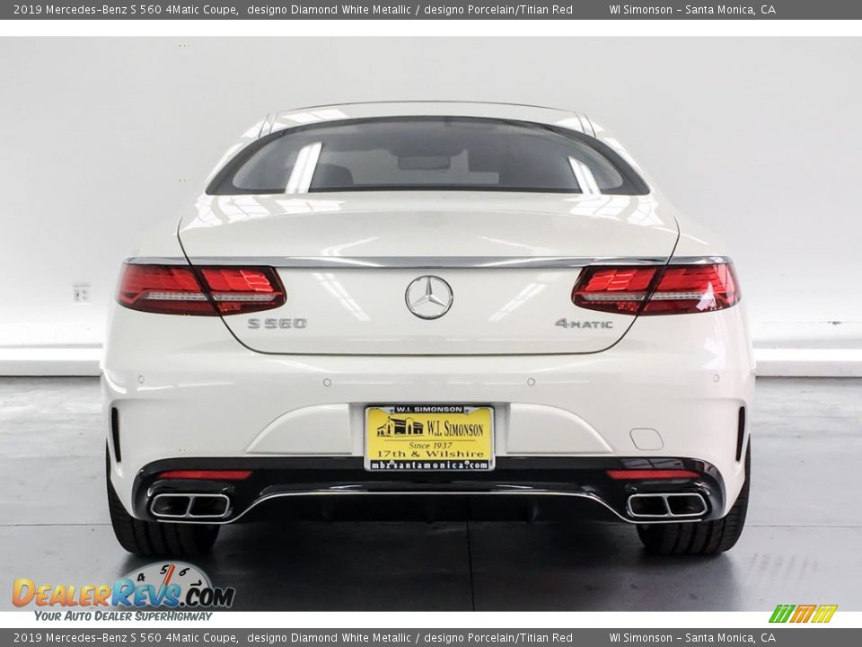 2019 Mercedes-Benz S 560 4Matic Coupe designo Diamond White Metallic / designo Porcelain/Titian Red Photo #3