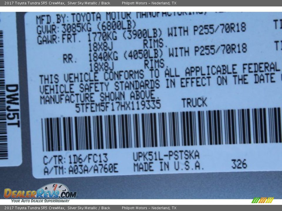 2017 Toyota Tundra SR5 CrewMax Silver Sky Metallic / Black Photo #27