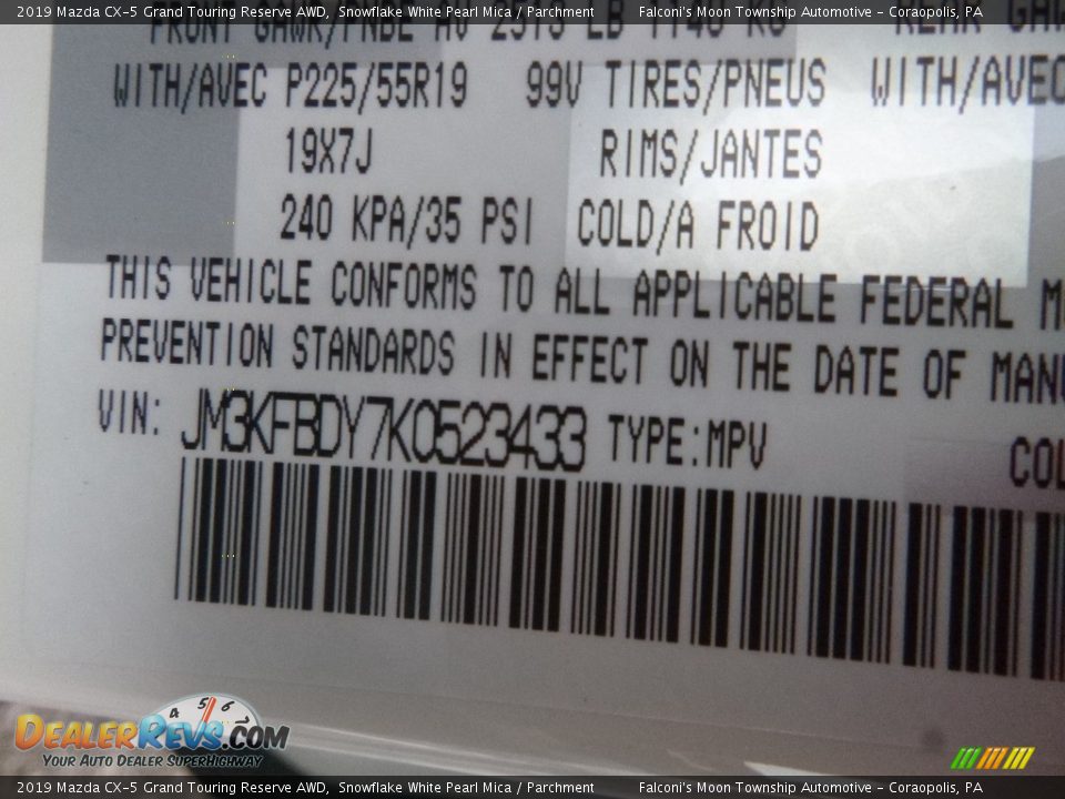 2019 Mazda CX-5 Grand Touring Reserve AWD Snowflake White Pearl Mica / Parchment Photo #11