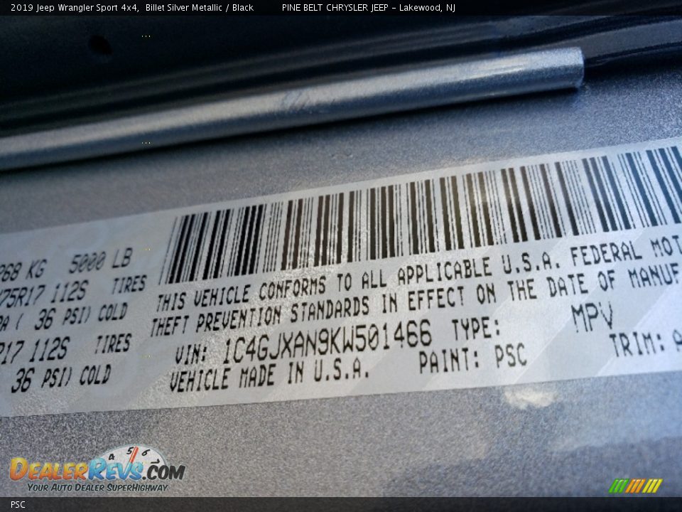 Jeep Color Code PSC Billet Silver Metallic