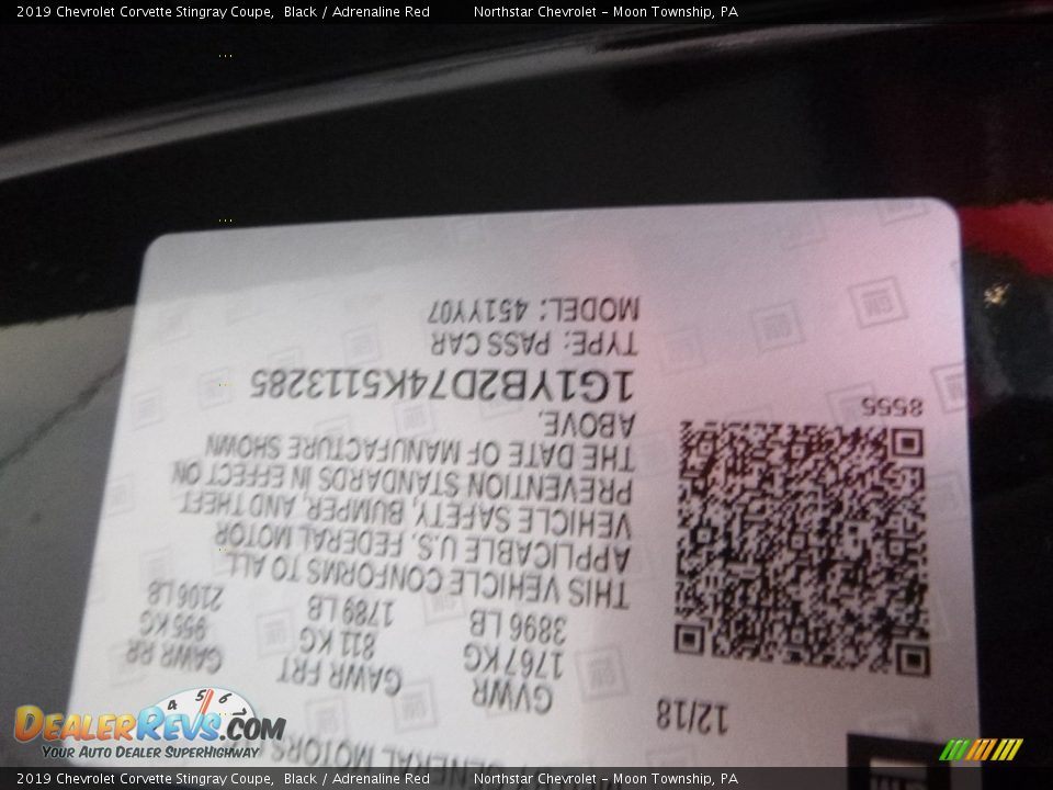 2019 Chevrolet Corvette Stingray Coupe Black / Adrenaline Red Photo #16