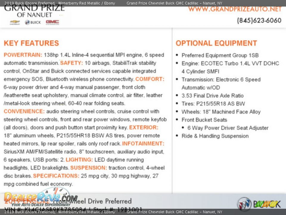 2019 Buick Encore Preferred Winterberry Red Metallic / Ebony Photo #10