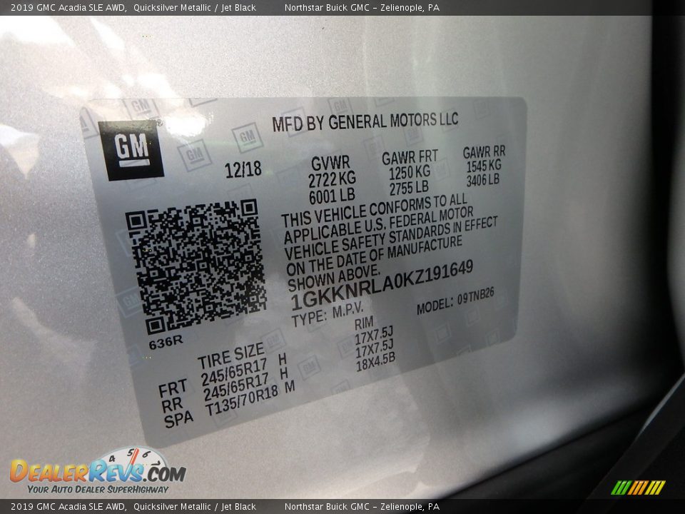 2019 GMC Acadia SLE AWD Quicksilver Metallic / Jet Black Photo #16