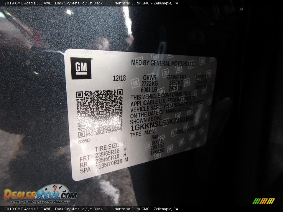 2019 GMC Acadia SLE AWD Dark Sky Metallic / Jet Black Photo #17