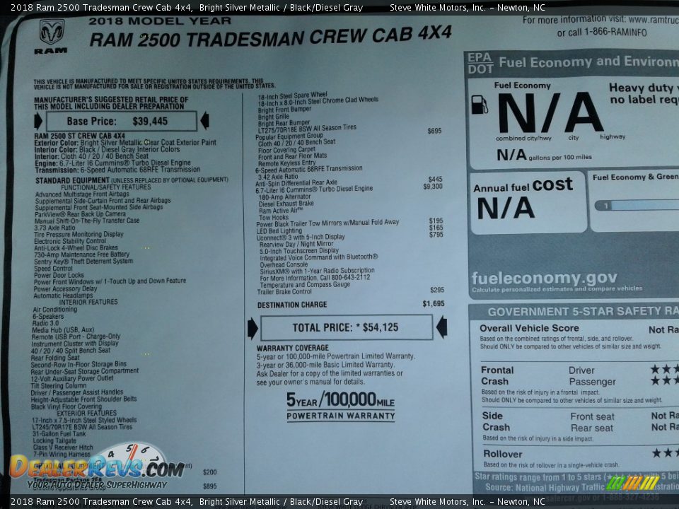 2018 Ram 2500 Tradesman Crew Cab 4x4 Bright Silver Metallic / Black/Diesel Gray Photo #27